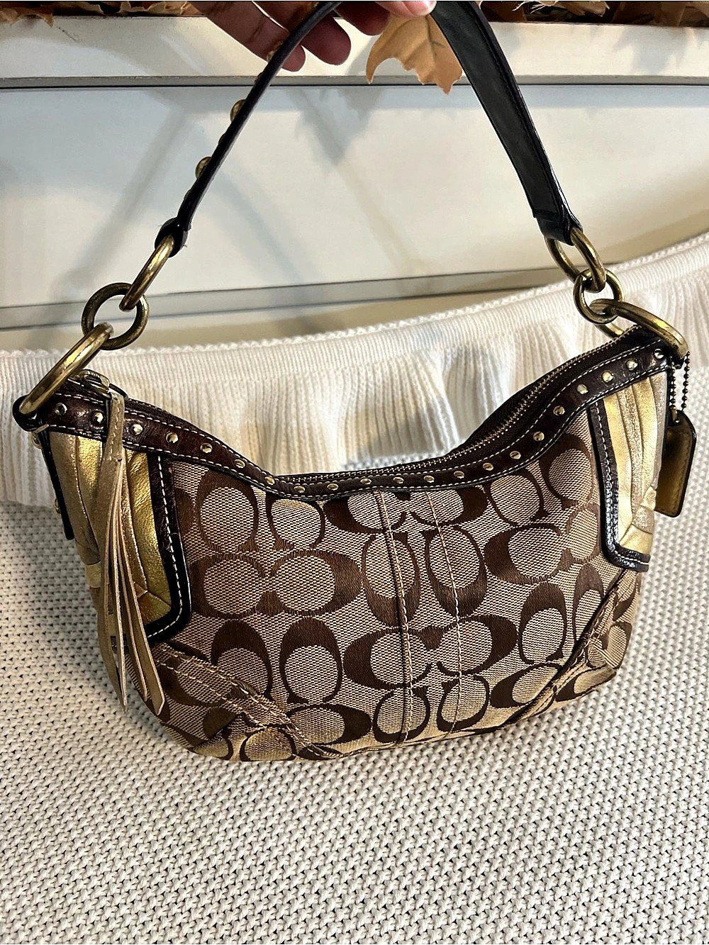✨ Rare Vintage Y2K Coach Signature Studded Demi Hobo Bag (Style #6424) ✨